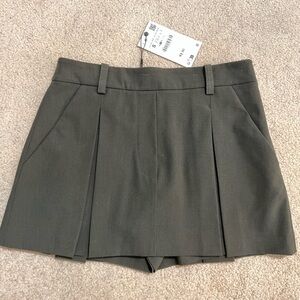 Pleated Mini Skort in charcoal grey